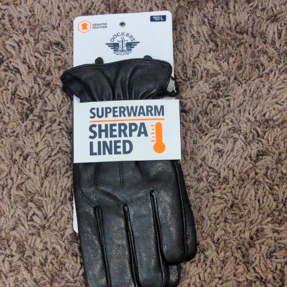 Dockers Superwarm Black Leather Gloves